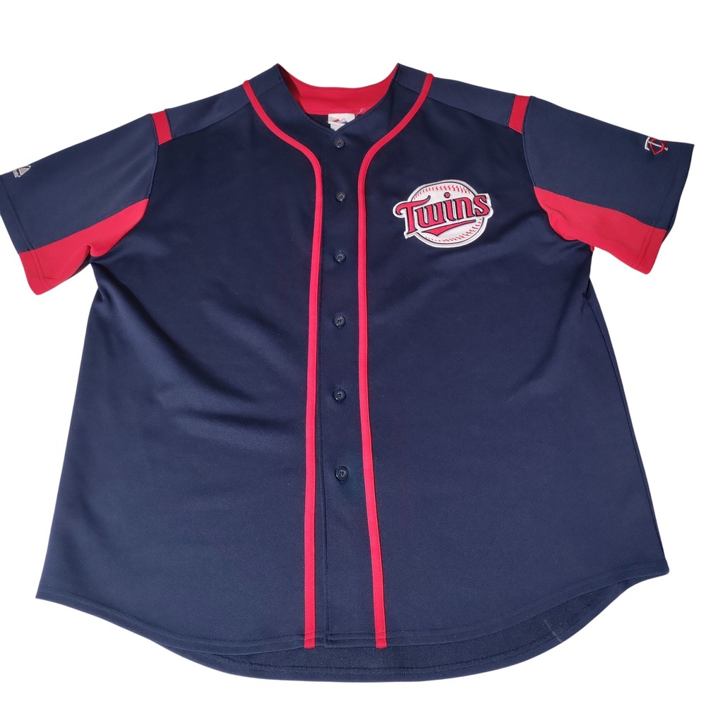 Majestic Minnesota Twins Joe Mauer 7 Baseball Jersey Navy Blue Mens 2XL(?)